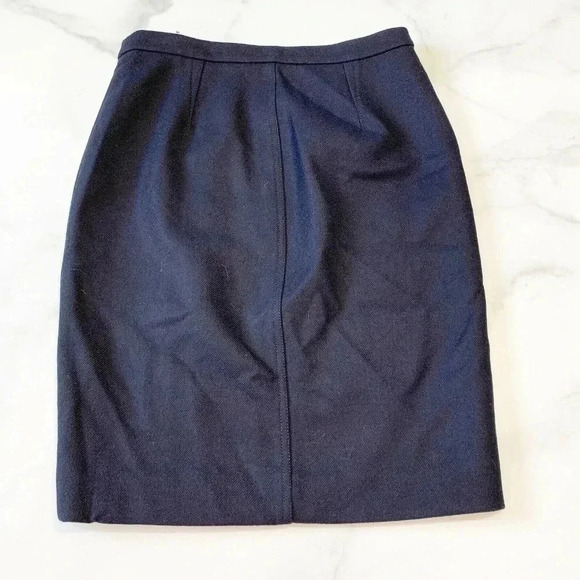J. Crew Size 2 Petite Blue Wool Asymmetrical Zip Pencil Skirt NEW - Picture 6 of 6